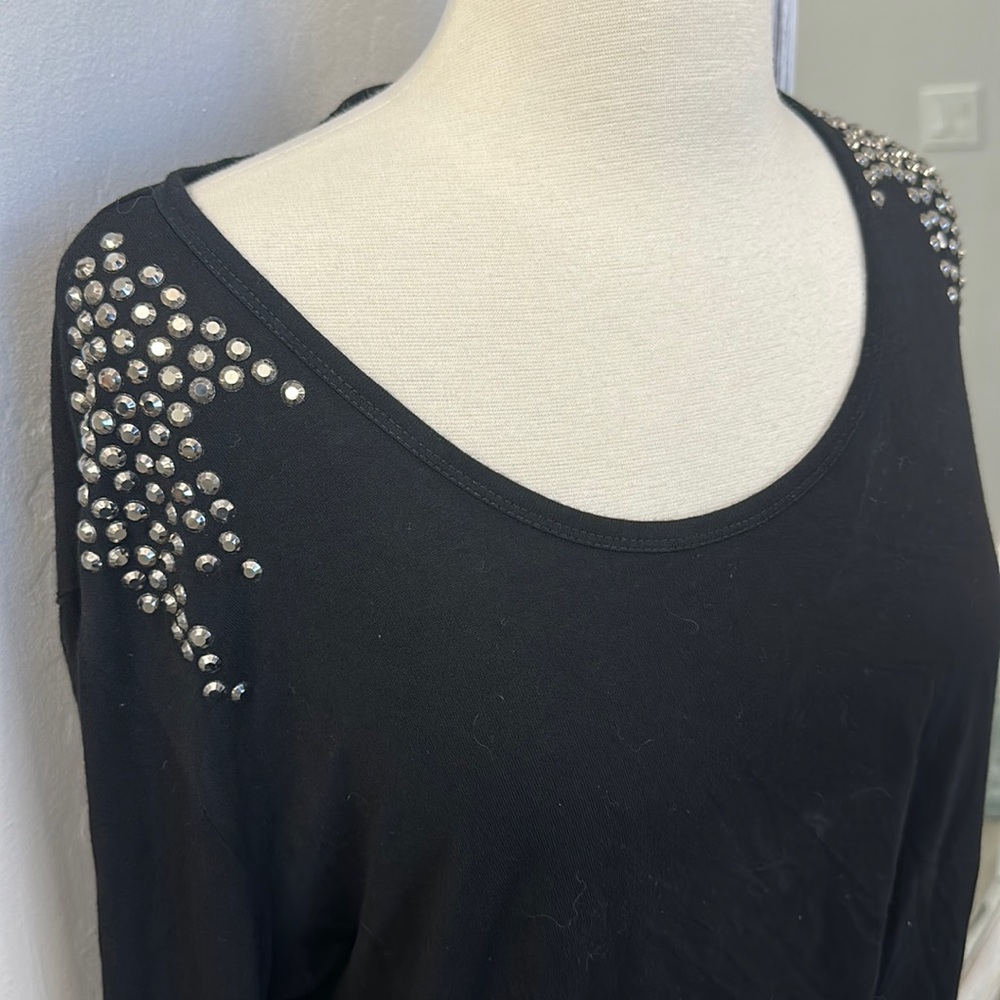 Sequin Rock Stud Ladies Long Sleeve Cotton Top